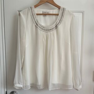 Coldwater Creek White Beaded Blouse